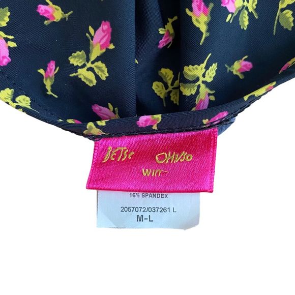 Betsey Johnson Floral Swim Coverup Skirt - Black and Pink - Picture 4 of 9